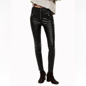 Aritzia Wilfred free faux leather leggings pants with zip details size 4